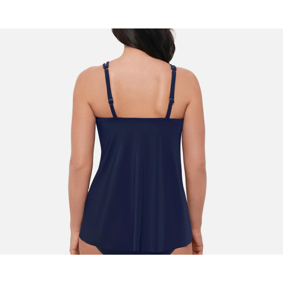 Swim Solutions Women's Tankini Top High-Low Style Navy Blue Size 18 16150 - Picture 3 of 3